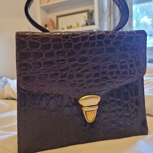 Vintage Dark Brown Crocodile Mini Bag